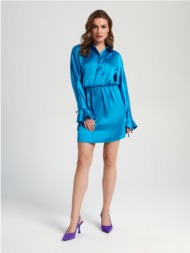 sinsay - mini φόρεμα με φουσκωτά μανίκια - γαλάζιο
