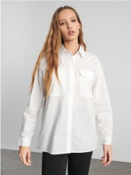 sinsay - πουκάμισο με τσέπες - λευκο