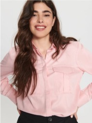 sinsay - πουκάμισο με τσέπες - ροζ παστελ