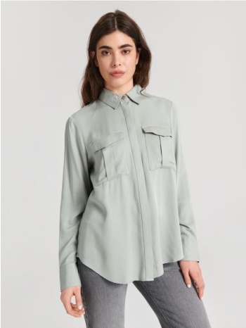 sinsay - πουκάμισο με τσέπες - πρασινο παλ σε προσφορά