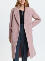 sinsay - παλτό με διπλή σειρά κουμπιών - ροζ παστελ