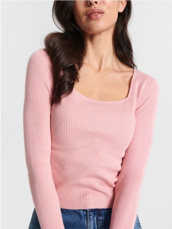 sinsay - πουλόβερ με ύφανση ριμπ - ροζ παστελ σε προσφορά