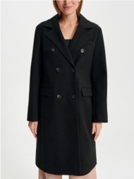 sinsay - παλτό με διπλή σειρά κουμπιών - μαυρο