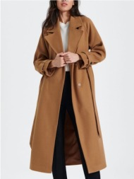 sinsay - παλτό με δετή ζώνη μέσης - μπεζ