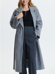 sinsay - παλτό με δετή ζώνη μέσης - ανοιχτό γκρι