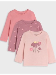 sinsay - σετ με 3 μακρυμάνικες μπλούζες - εντονο ροζ