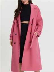 sinsay - παλτό με δετή ζώνη μέσης - ροζ
