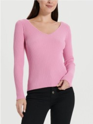 sinsay - πουλόβερ με ύφανση ριμπ - ροζ