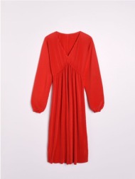 sinsay - midi φόρεμα με φουσκωτά μανίκια - κοκκινο