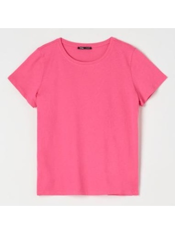 sinsay - βαμβακερή μπλούζα - εντονο ροζ