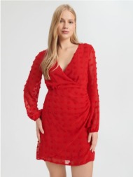 sinsay - mini φόρεμα με φουσκωτά μανίκια - κοκκινο