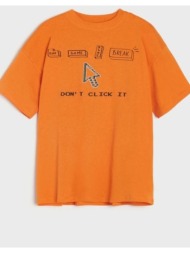sinsay - μπλούζα με τύπωμα - πορτοκαλι