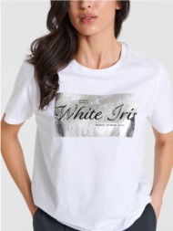 sinsay - μπλούζα με τύπωμα - λευκο