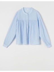 sinsay - πουκάμισο από βισκόζη - μπλε παλ