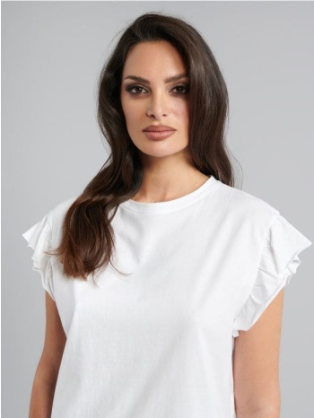 sinsay - μπλούζα με σούρες - λευκο