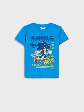 sinsay - μπλούζα sonic the hedgehog - γαλάζιο