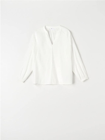 sinsay - πουκάμισο από βισκόζη - λευκο