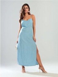 sinsay - maxi φόρεμα με σκίσιμο - ανοιχτο μπλε