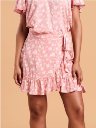 sinsay - mini φούστα με λεπτομέρεια από φιόγκο - θαμπο ροζ
