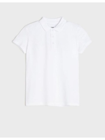 sinsay - μπλούζα πόλο - λευκο