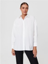sinsay - βαμβακερό πουκάμισο - λευκο