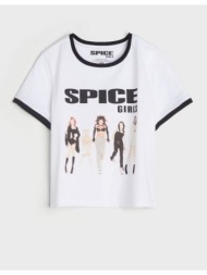 sinsay - μπλούζα spice girls - λευκο