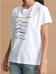 sinsay - μακρυμάνικη μπλούζα με τύπωμα - λευκο
