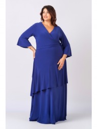 φόρεμα μάξι με βολάν elizabeth μπλε