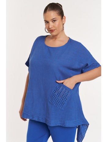 μπλούζα με κιπούρ λεπτομέρειες alicia μπλε