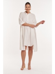 φόρεμα κρεπ με γιακά clara off white