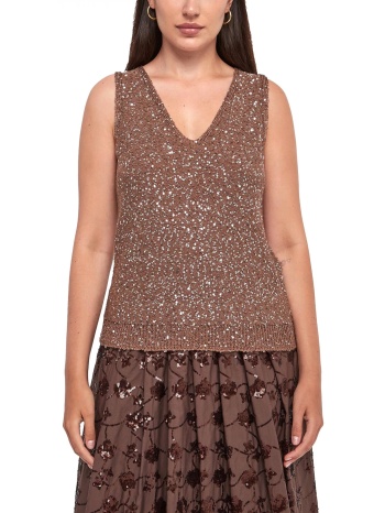 max mara weekend πλεκτο v neck αμανικο acaici παγιετες καφε σε προσφορά