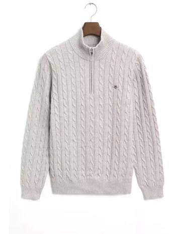 gant πλεκτο half zip cotton cable γκρι