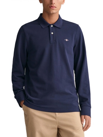 gant polo reg shield ls pique rugger μπλε