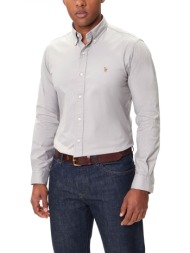 ralph lauren πουκαμισο button down oxford custom fit γκρι