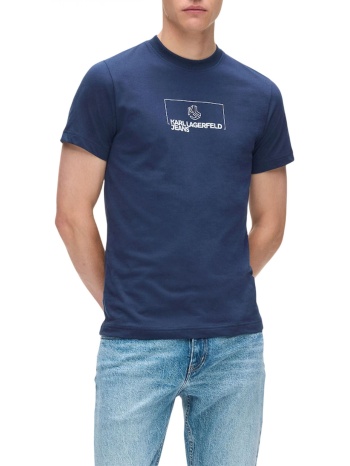 karl lagerfeld jeans t-shirt slim fit outline logo tee μπλε σε προσφορά