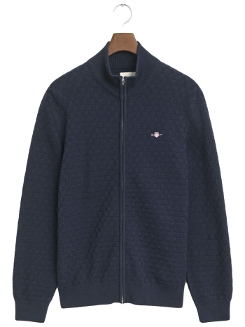 gant πλεκτο fullzip micro texture fz μπλε