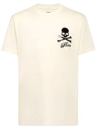 philipp plein t-shirt skull & bones υπολευκο