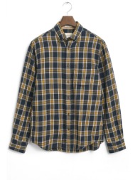 gant πουκαμισο καρω reg windblown flannel check shirt μπλε-μουσταρδι