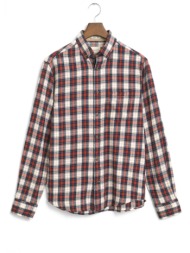 gant πουκαμισο καρω reg windblown flannel check shirt κοκκινο-μπλε-εκρου
