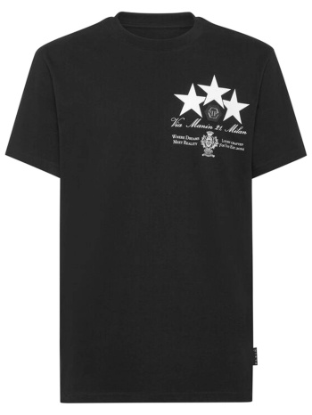 philipp plein t-shirt leather patch stars μαυρο σε προσφορά