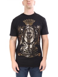 philipp plein t-shirt crest μαυρο-χρυσο
