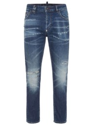 philipp plein παντελονι jeans skinny φθορες μπλε
