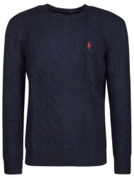 ralph lauren πλεκτο crew neck cable logo μπλε