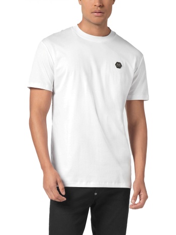 philipp plein t-shirt round neck hexagon λευκο