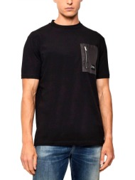 karl lagerfeld t-shirt crewneck pocket zip logo μαυρο