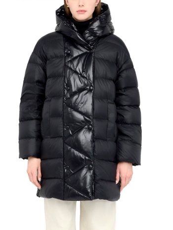 liu-jo μπουφαν φουσκωτο σταυρωτο κουκουλα τσεπες μαυρο σε προσφορά