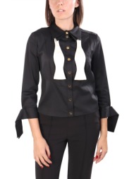 elisabetta franchi πουκαμισο slim fit με παπιγιον μαυρο
