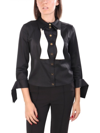 elisabetta franchi πουκαμισο slim fit με παπιγιον μαυρο σε προσφορά