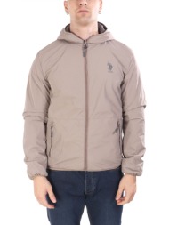 u.s.polo assn μπουφαν jacket hoodie fleece reversible logo dery μπεζ