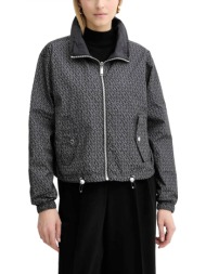 michael kors μπουφαν διπλης οψης anorak all over logo λαστιχο κατω μαυρο